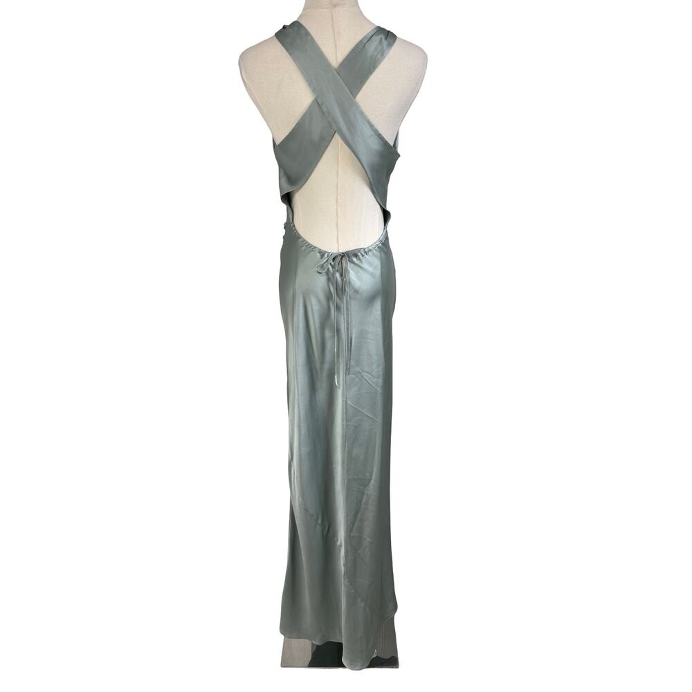 Reformation Anais Silk Maxi Dress Aquamarine Open Back Gown Size 6 - Picture 4 of 8